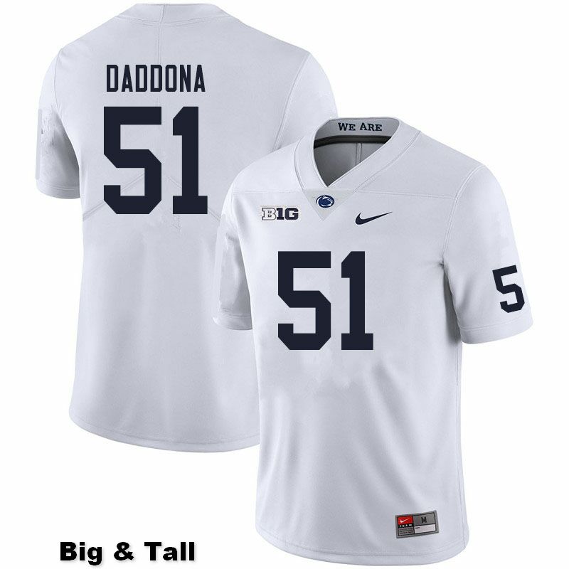 NCAA Nike Men's Penn State Nittany Lions Dalton Daddona #51 College Football Authentic Big & Tall White Stitched Jersey SWD3298GT